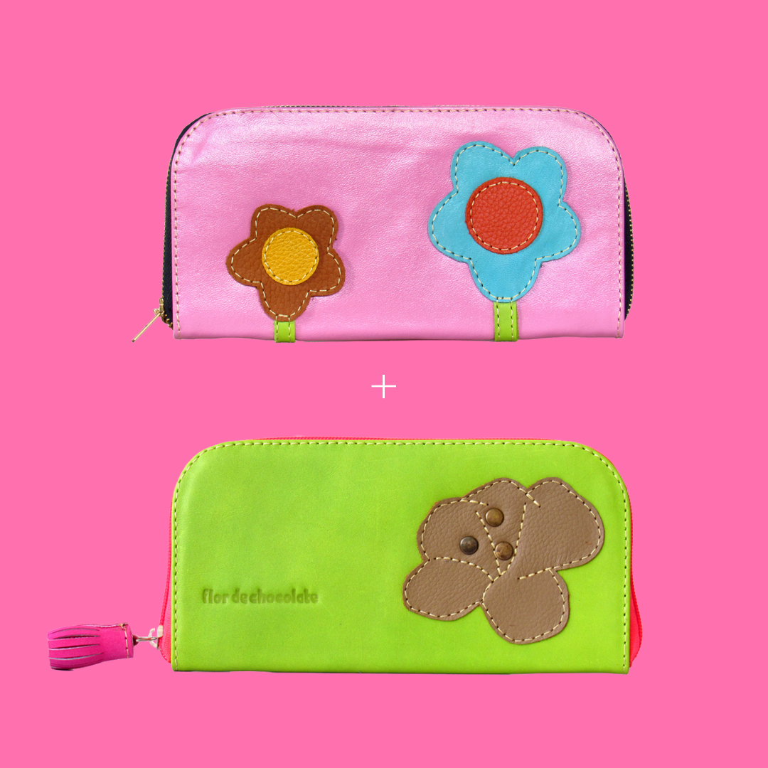 2 BILLETERAS DE CUERO PINK & MANZANA