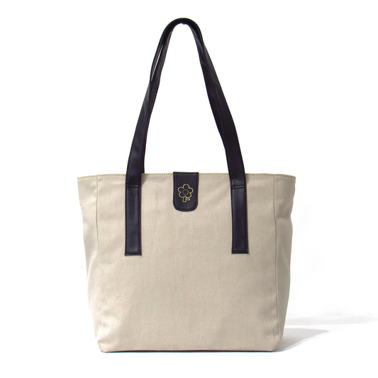 DENIM TOTE BEIGE ASAS NEGRO  - CCS