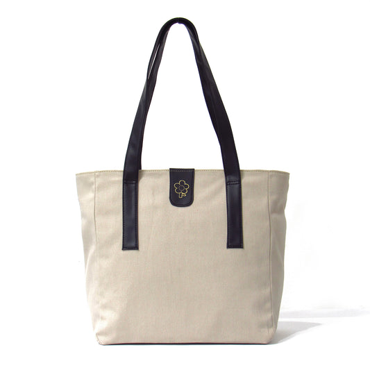 DENIM TOTE BEIGE ASAS NEGRO