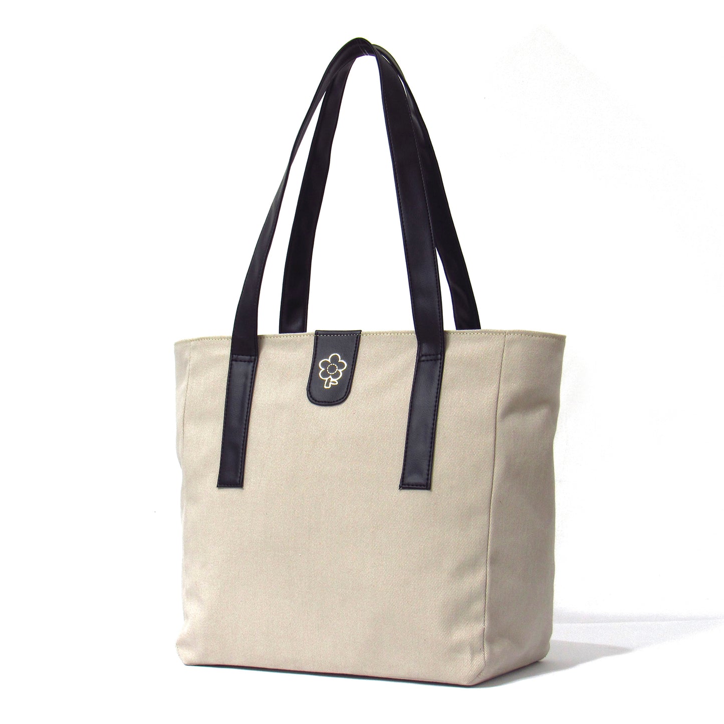 DENIM TOTE BEIGE ASAS NEGRO  - CCS