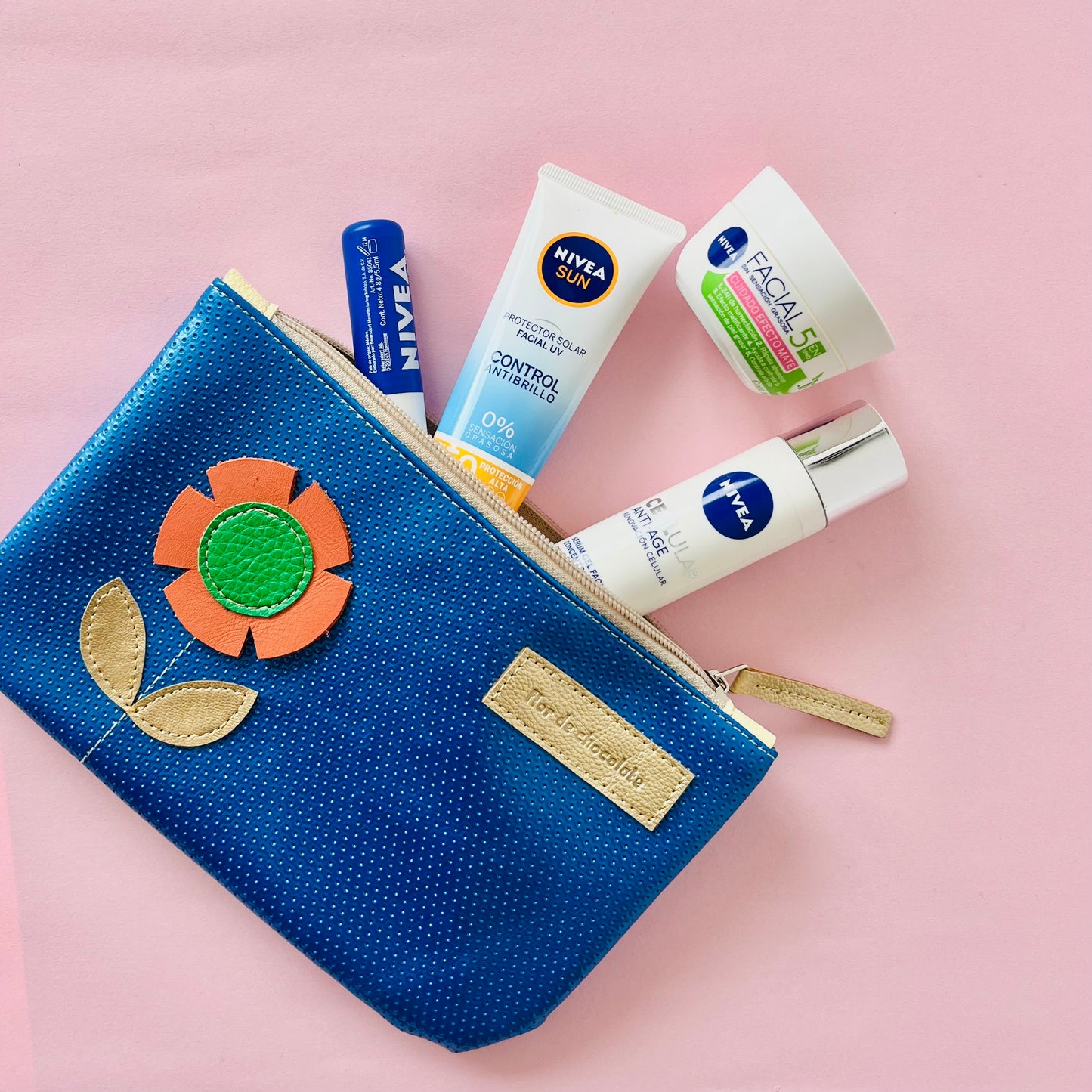 PACK 2 ESTUCHES AZUL METALIZADOS DE FLOR