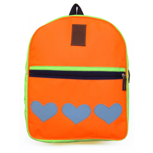 MORRAL NIÑA CORAZONES NARANJA NEON