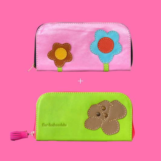 2 BILLETERAS DE CUERO PINK & MANZANA