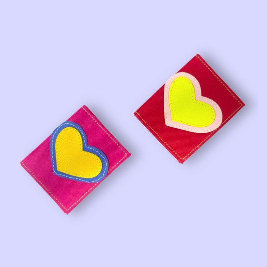 PACK 2 PORTA TARJETAS CORAZON FUCSIA Y ROJO - CCS