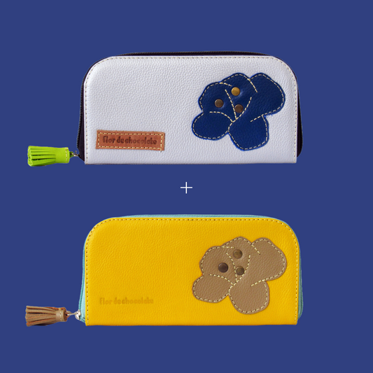 2 BILLETERAS DE CUERO SILVER & YELLOW