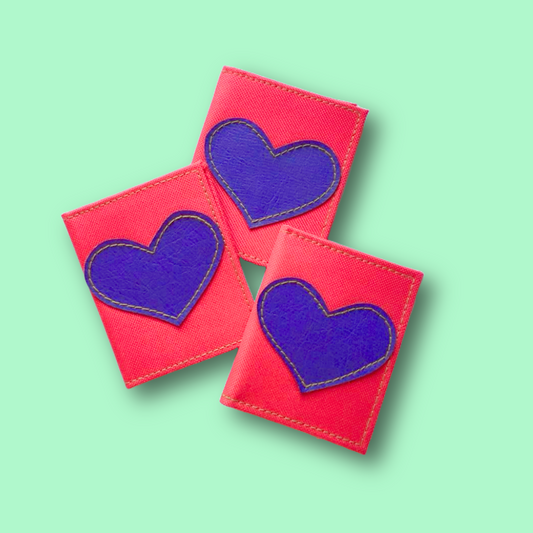 PACK 3  PORTA TARJETAS CORAZON FUCSIA