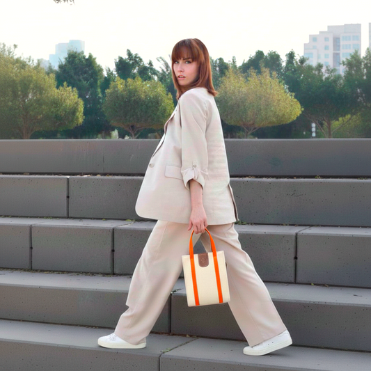 DENIM VERTICAL BEIGE