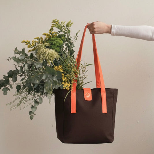 DENIM TOTE CHOCOLATE ASAS NARANJA - CCS