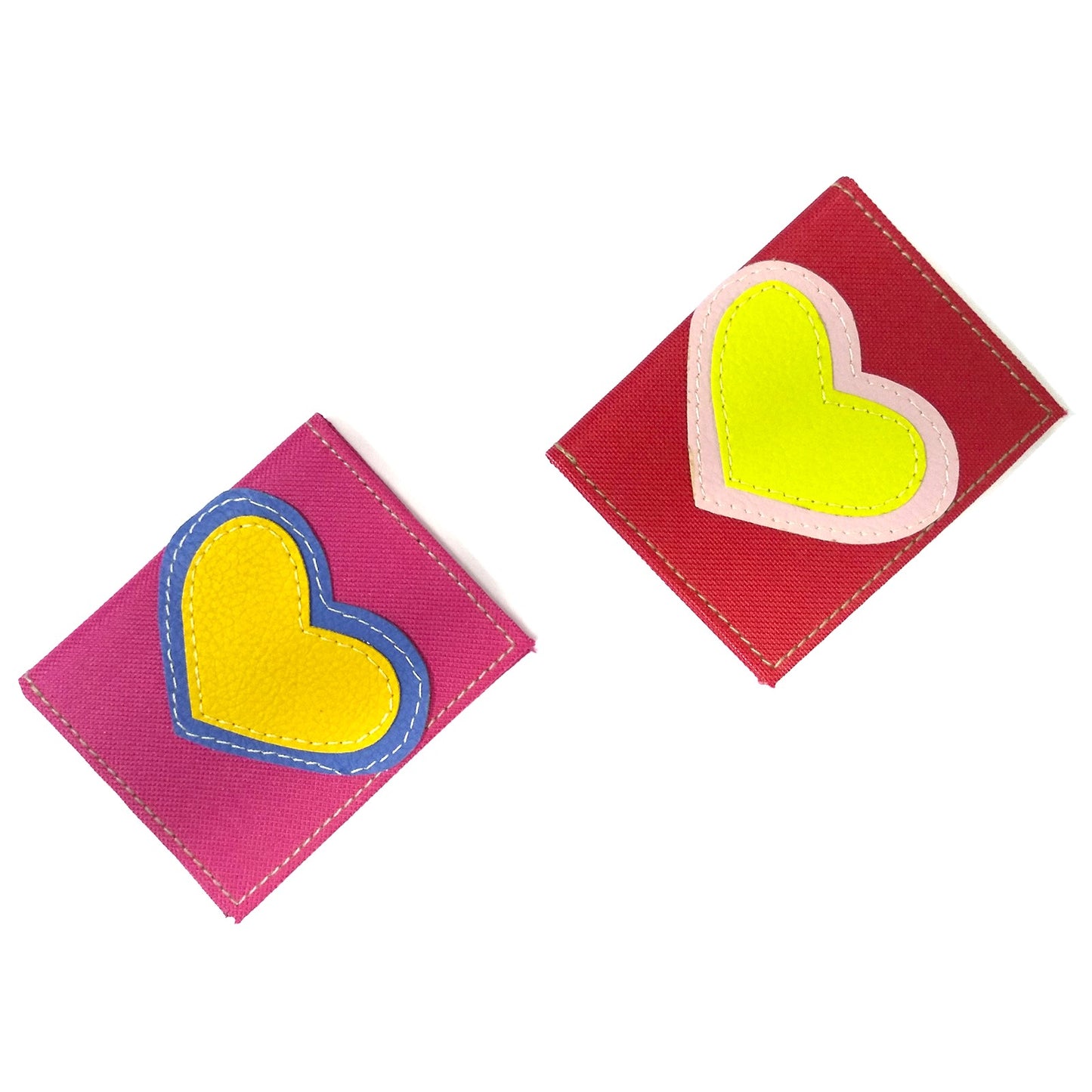 PACK 2 PORTA TARJETAS CORAZON FUCSIA Y ROJO - CCS