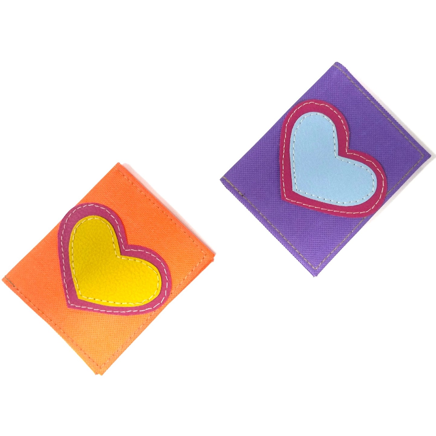 PACK 2 PORTA TARJETAS CORAZON PÚRPURA Y NARANJA - CCS